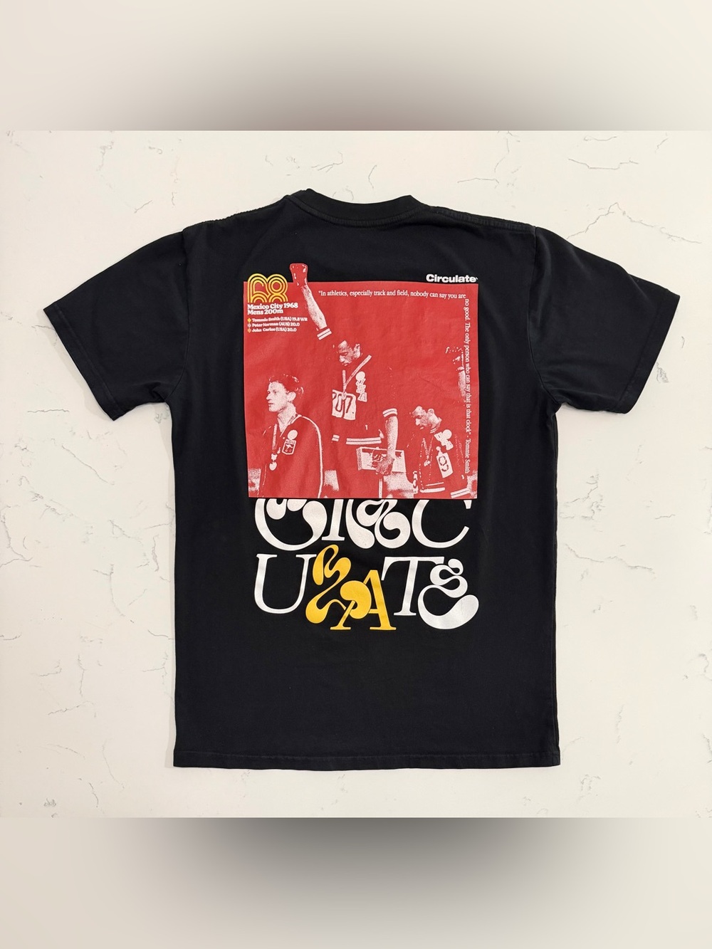 Circulate Worldwide USA T Shirt Large Mexico City 1968 Olympic Protest